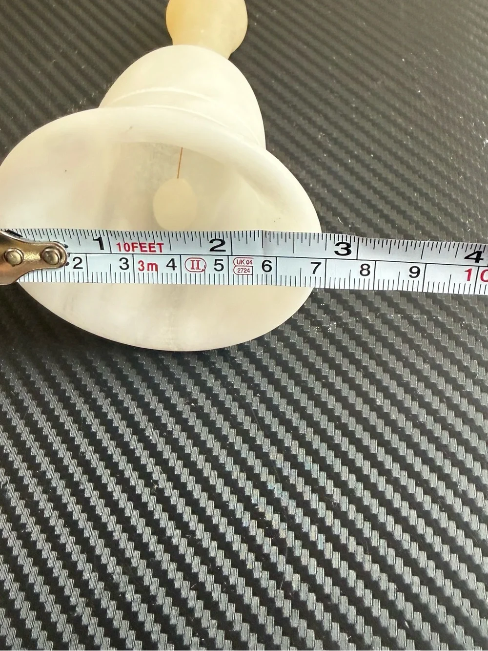 Vintage White Alabaster Marble Hand Bell Carved Stone Dinner Bell Decor 5